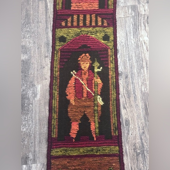 Vintage Polish Folk Art Handwoven Wool Kilim Wall Tapestry - Picture 3 of 7